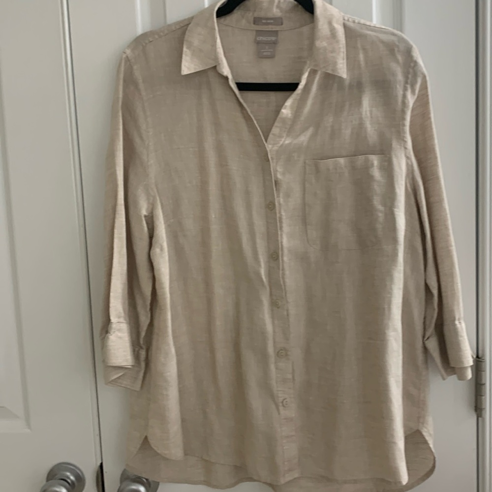 Chicos size 3 (XL) no iron linen 3/4 sleeve blouse